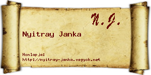 Nyitray Janka névjegykártya